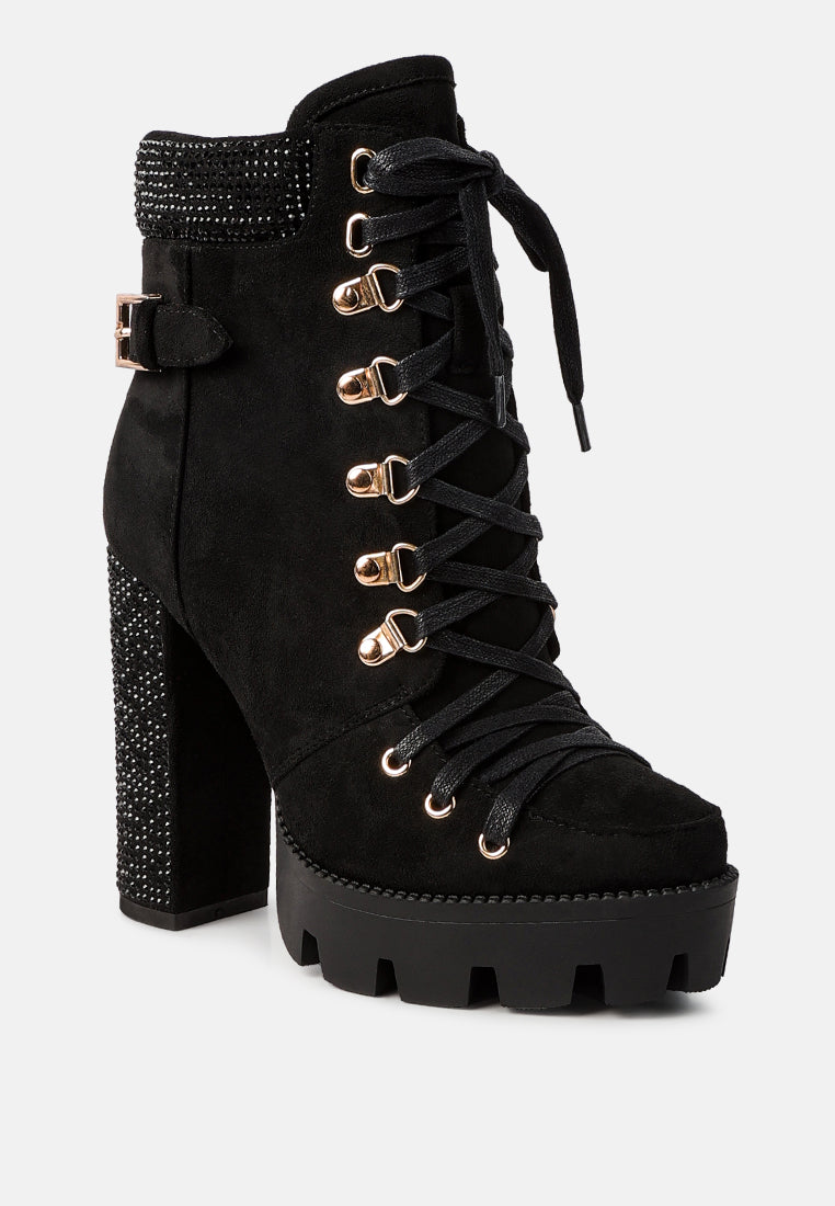 diamante set block heeled ankle boot#color_black