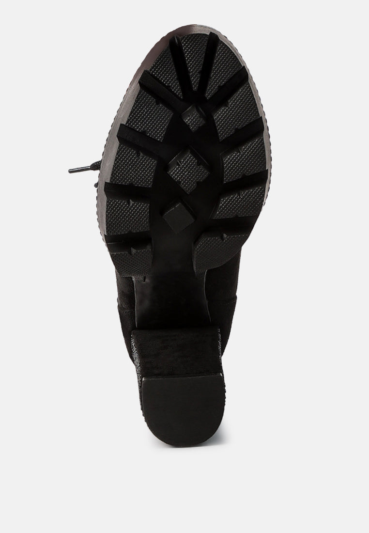 diamante set block heeled ankle boot#color_black