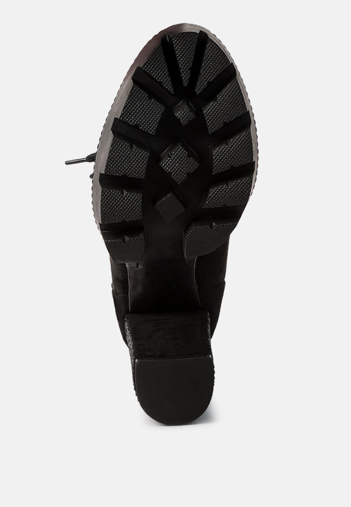 diamante set block heeled ankle boot#color_black