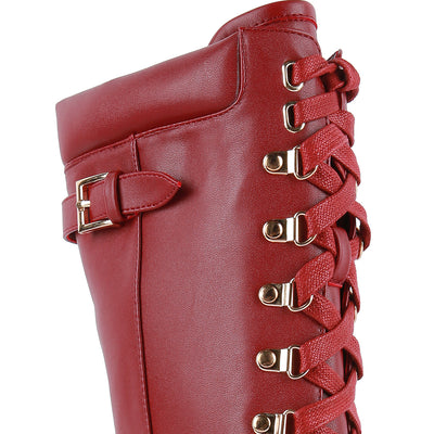 magnolia cushion collared lace up boots#color_burgundy