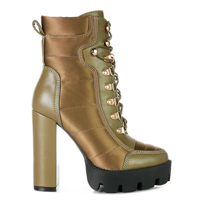 high heel quilted satin biker boots#color_khaki