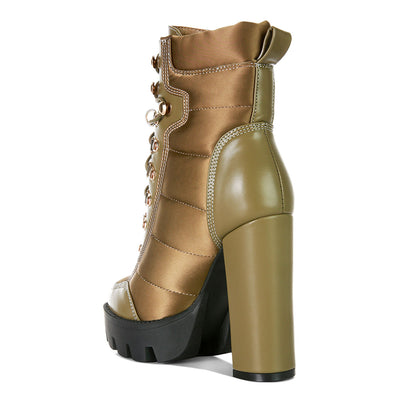 high heel quilted satin biker boots#color_khaki