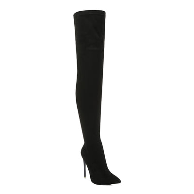 stretch stiletto long boots#color_black