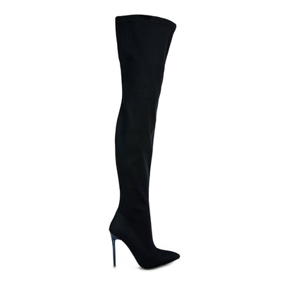 high heel long boots#color_black