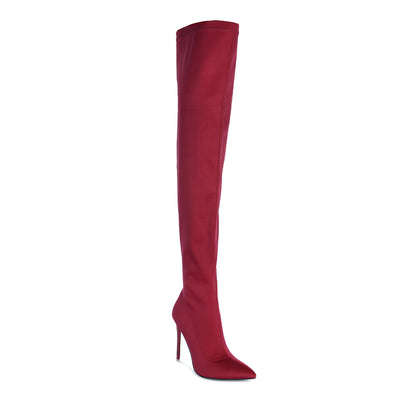 high heel long boots#color_burgundy