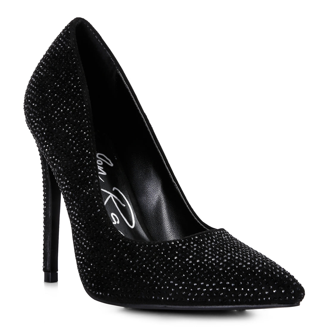 diamante high heeled pumps#color_black