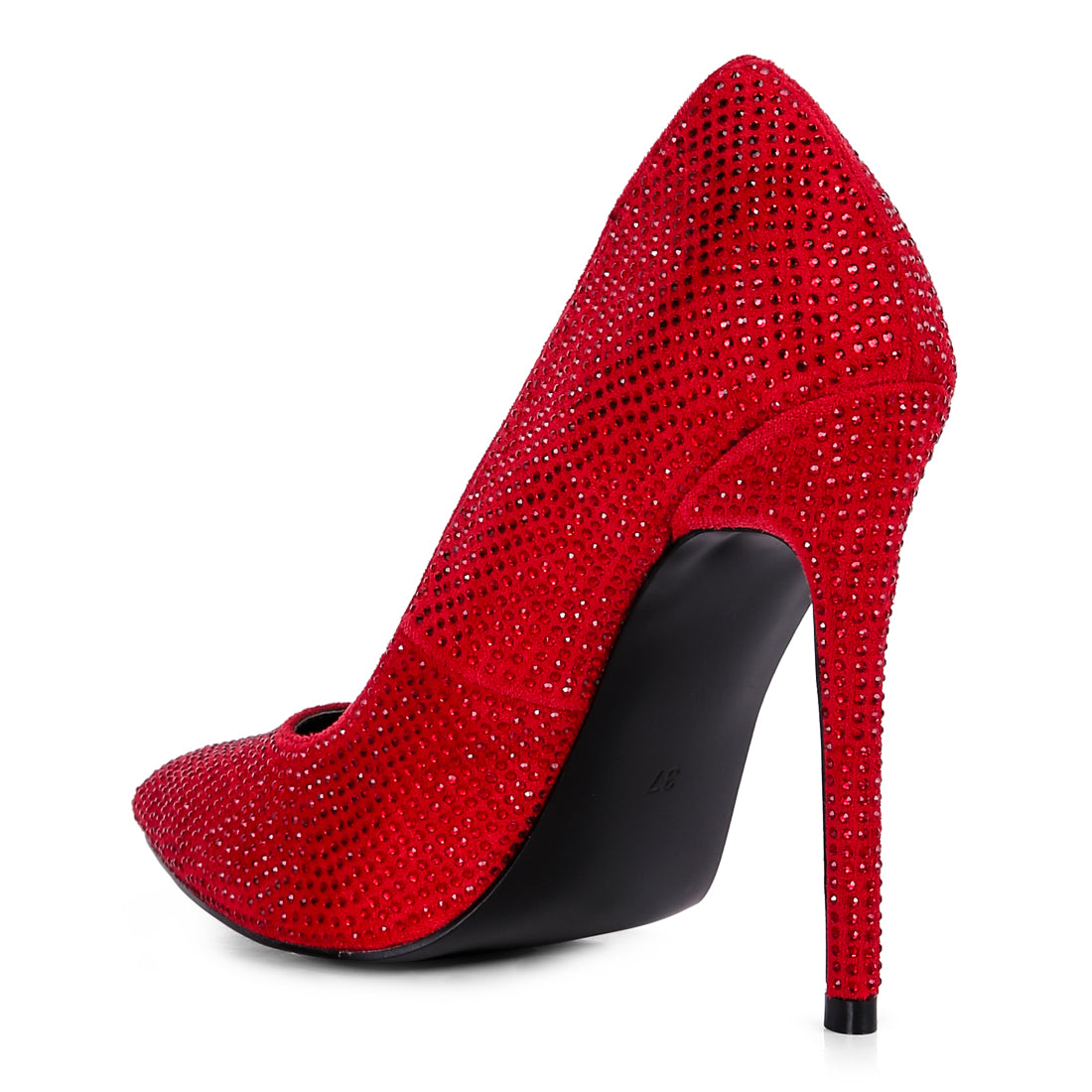 diamante high heeled pumps#color_red