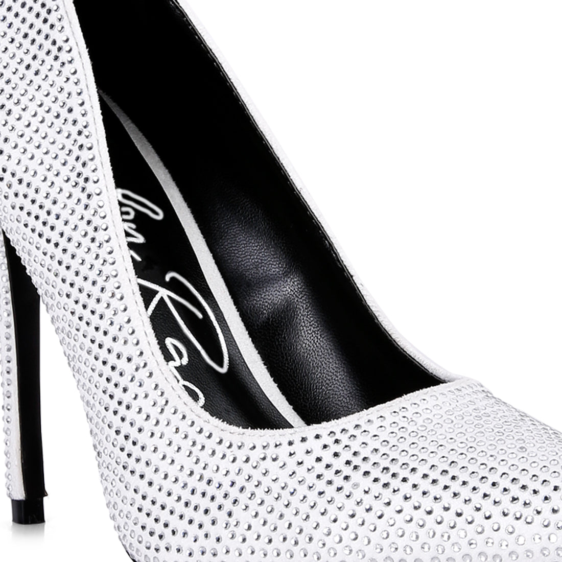 diamante high heeled pumps#color_white