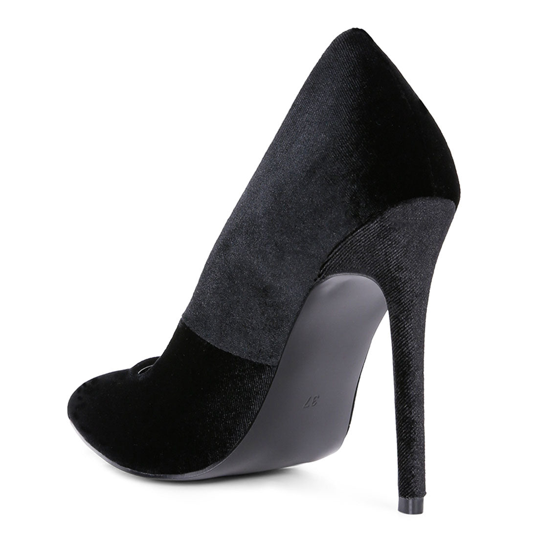 velvet high heeled sandals#color_black