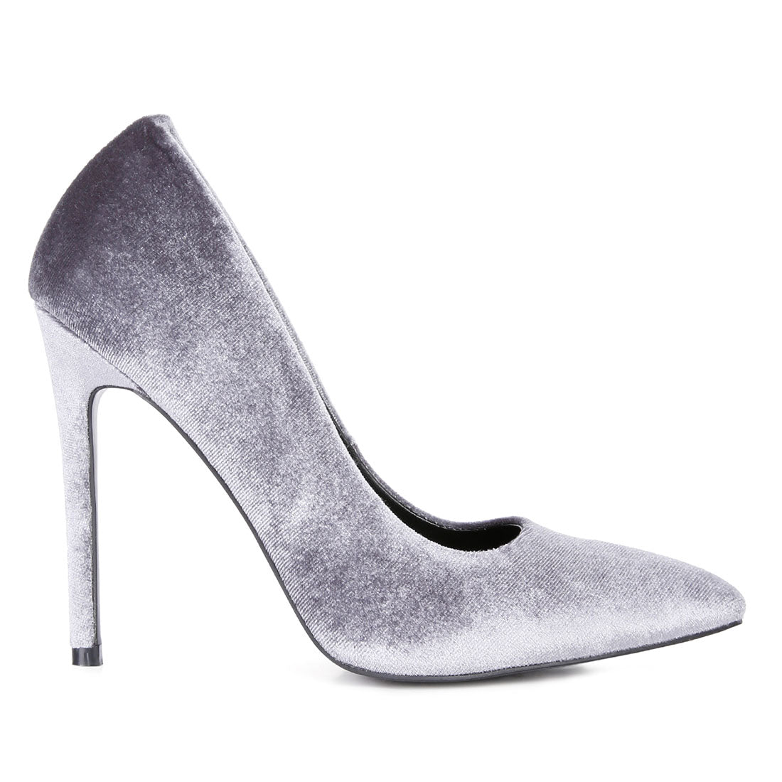 velvet high heeled sandals#color_grey
