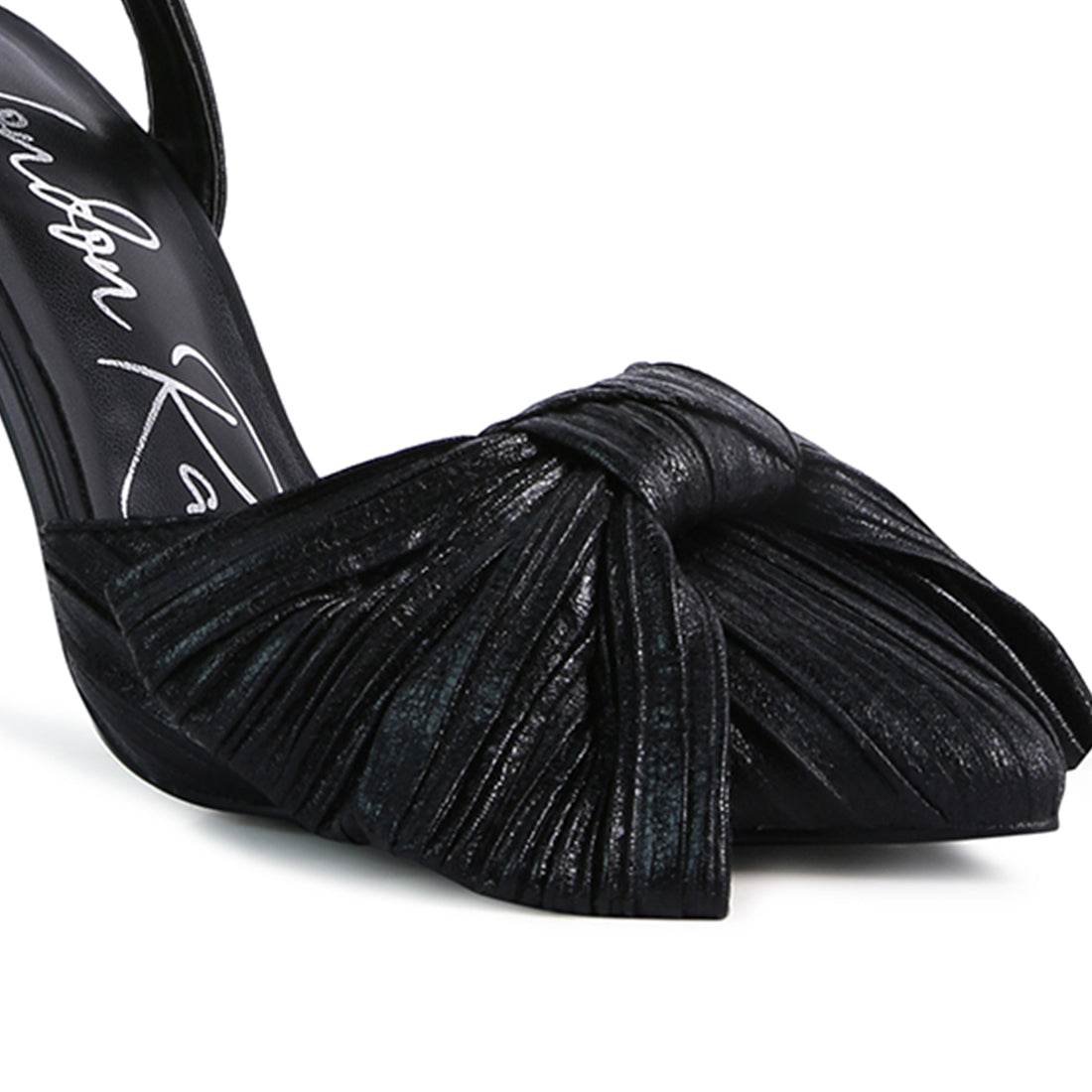 Black High Heeled Bow Slingback Sandals