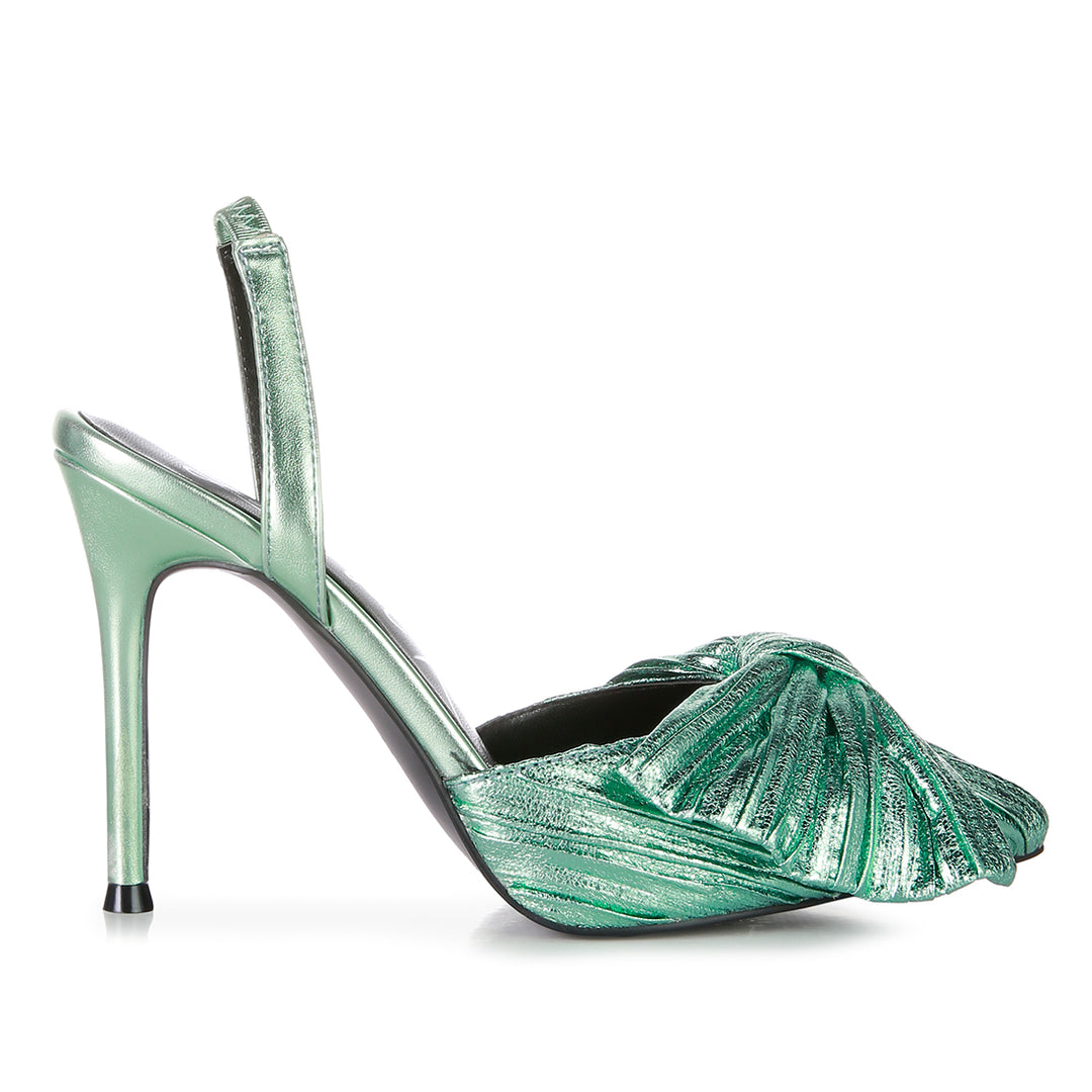 Mint Green High Heeled Bow Slingback Sandals