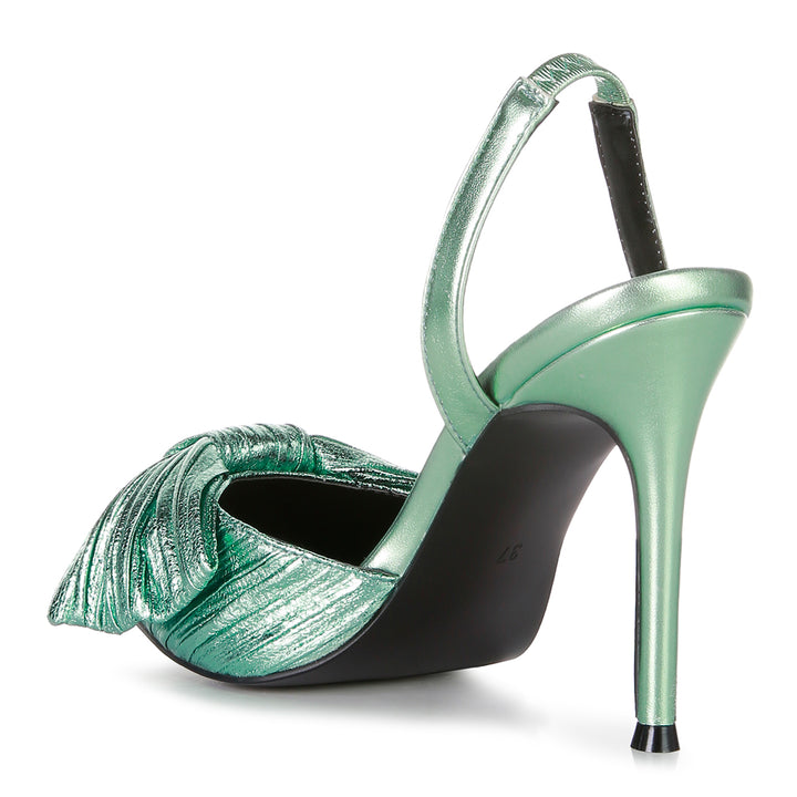 Mint Green High Heeled Bow Slingback Sandals