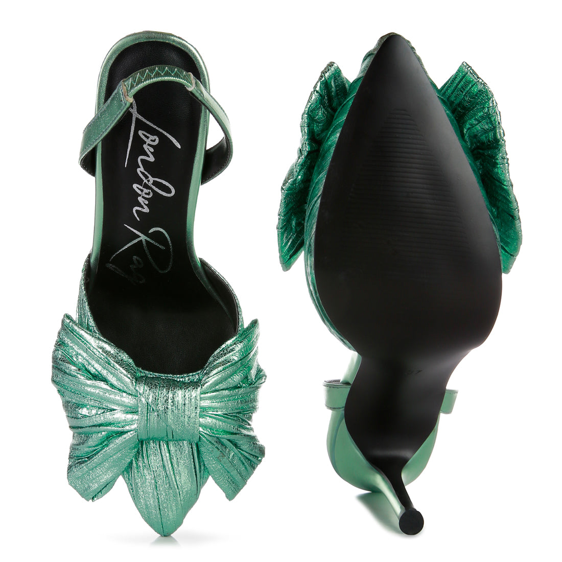 Mint Green High Heeled Bow Slingback Sandals