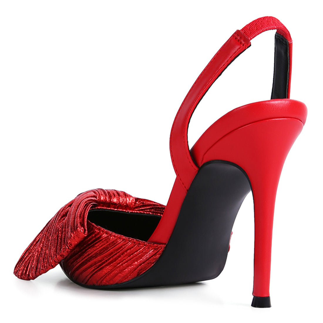 Red High Heeled Bow Slingback Sandals