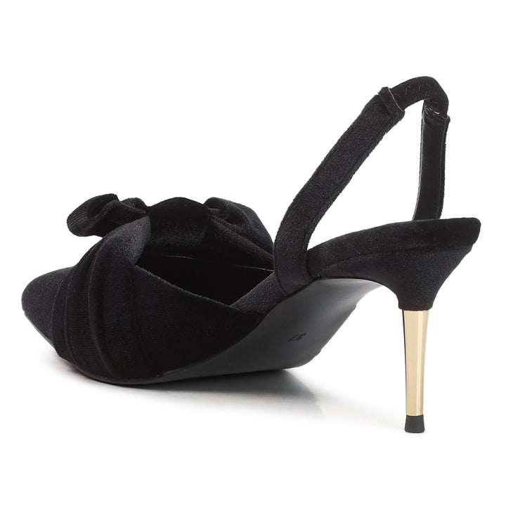 Black Velvet High Heeled Mule Sandals