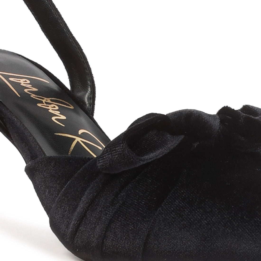 Black Velvet High Heeled Mule Sandals