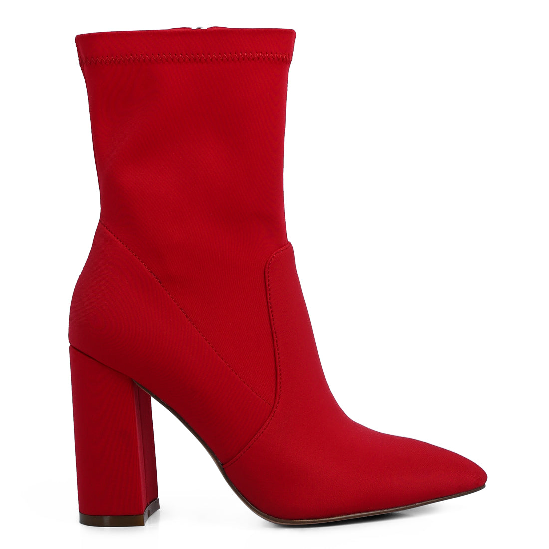 ankle lycra block heeled boots#color_red