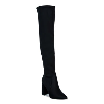high block heeled long boot#color_black