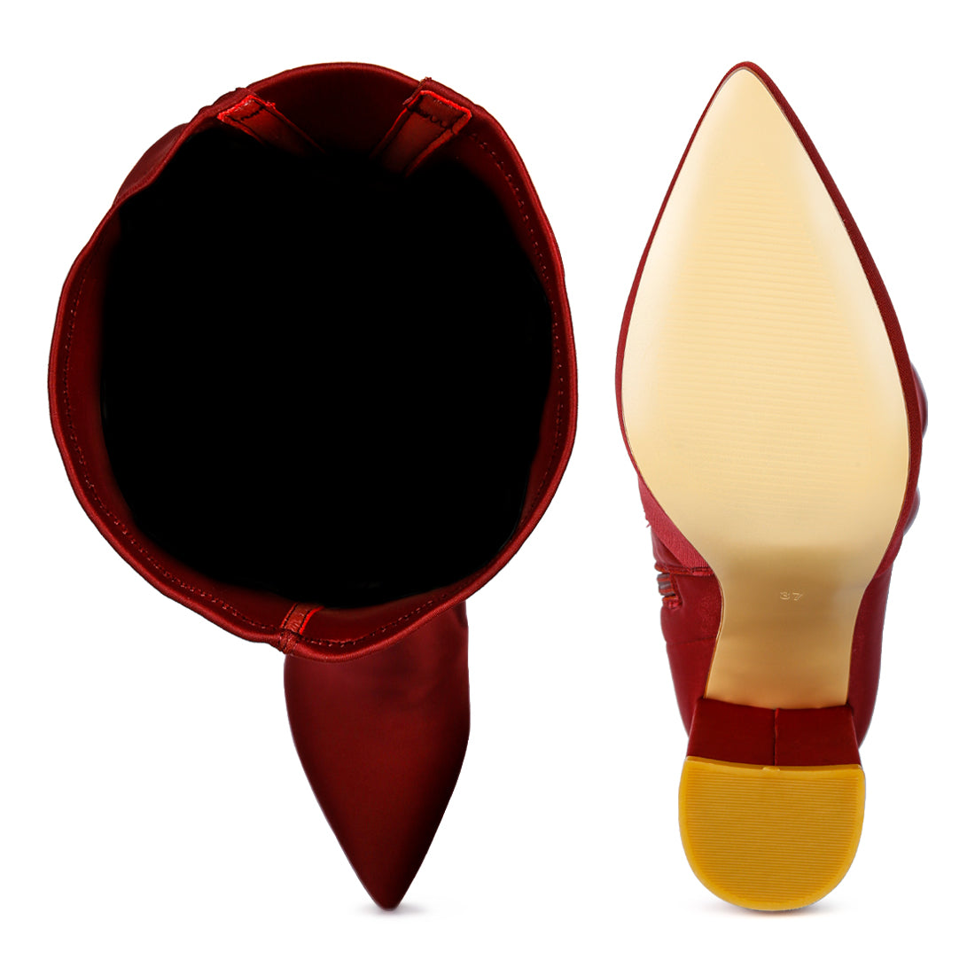 high block heeled long boot#color_burgundy