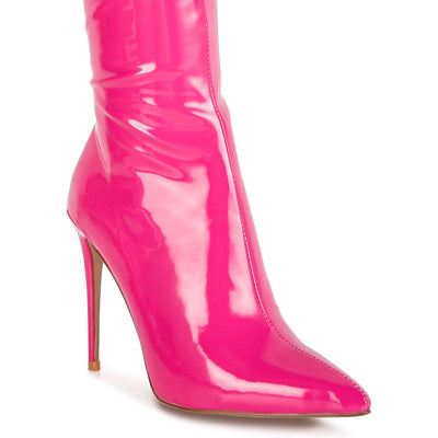eclectic patent pu long stiletto boots#color_pink