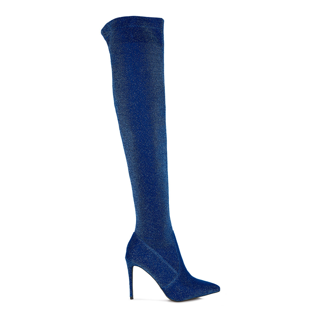 tigerlily high heel knitted long boots#color_blue
