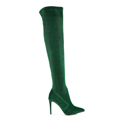 tigerlily high heel knitted long boots#color_green