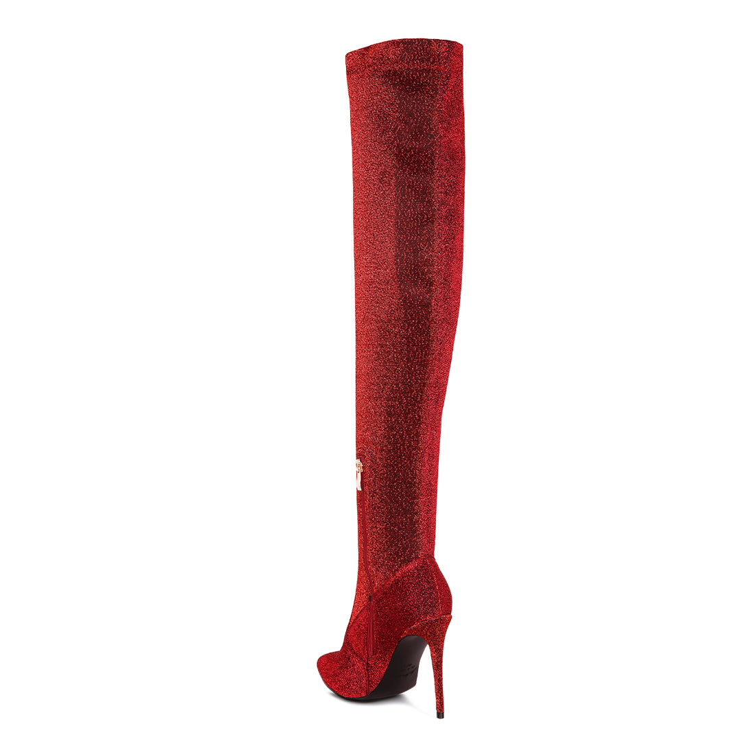 tigerlily high heel knitted long boots#color_red