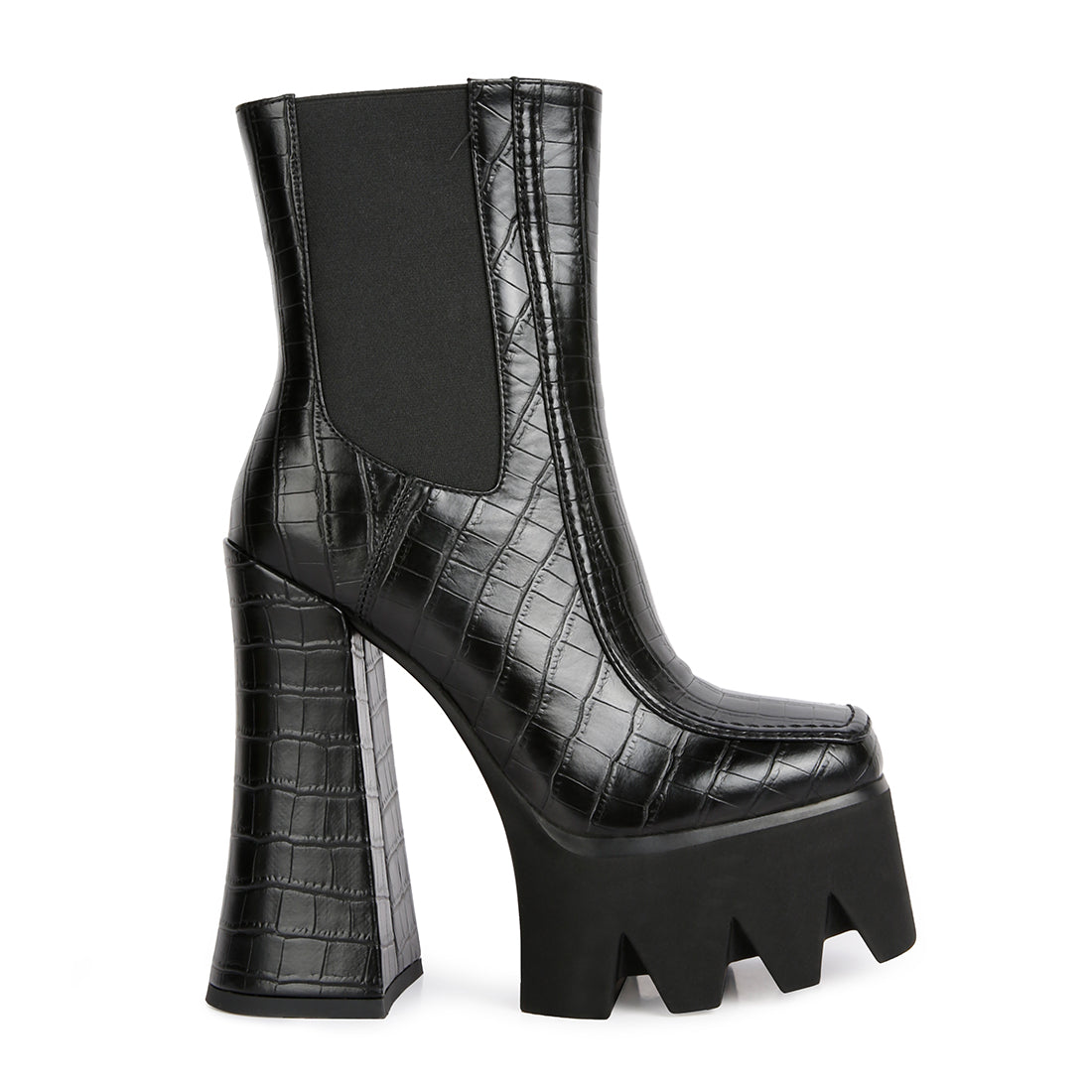Black High Platform Heel Chelsea Boots