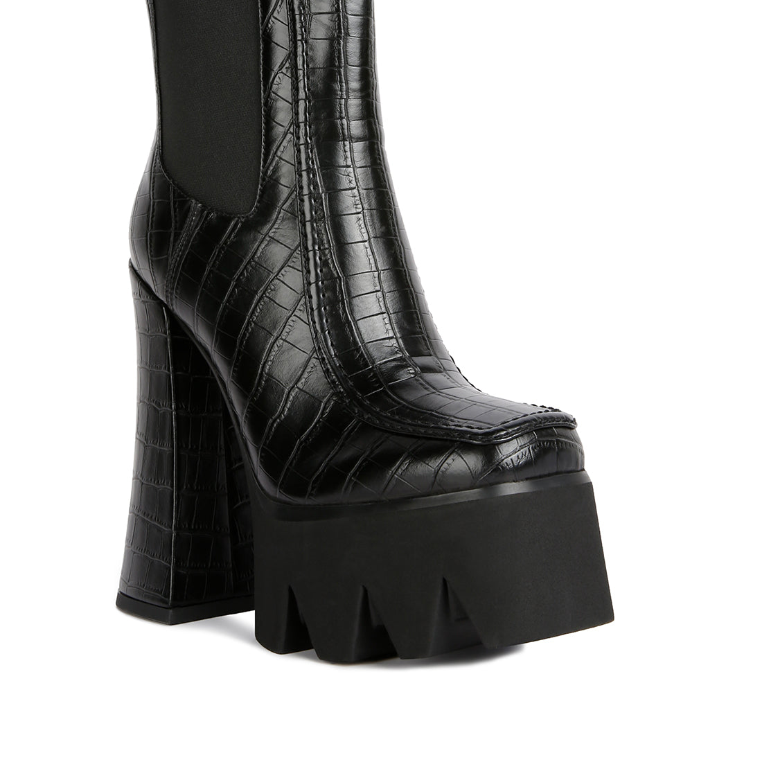 Black High Platform Heel Chelsea Boots