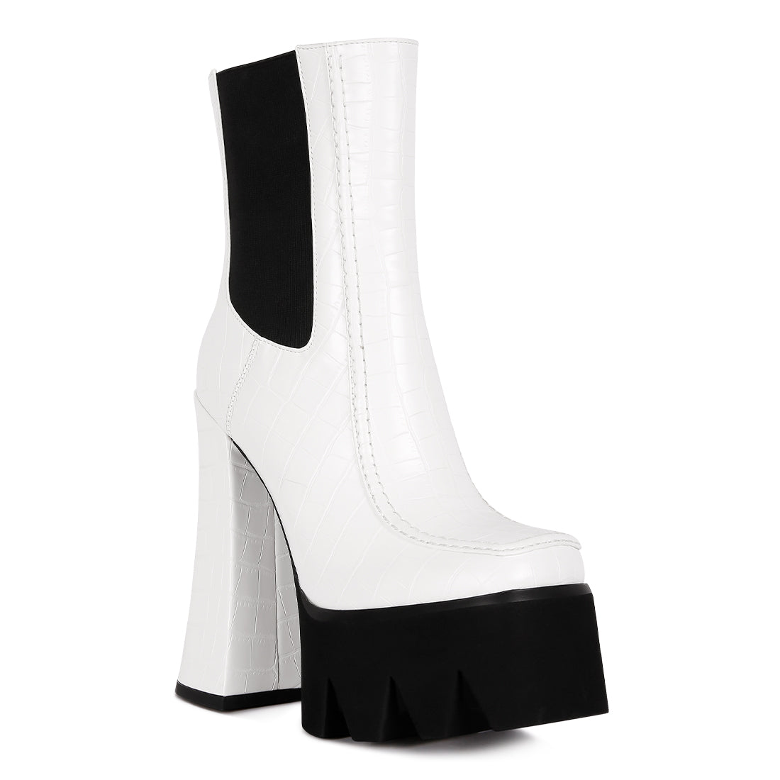 White High Platform Heel Chelsea Boots
