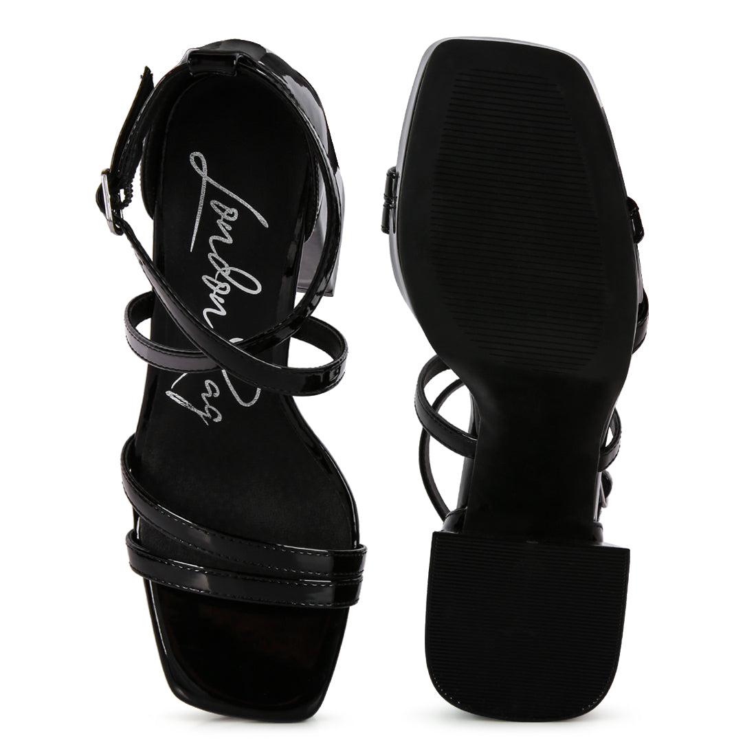 Black Block Heeled Platform Sandals