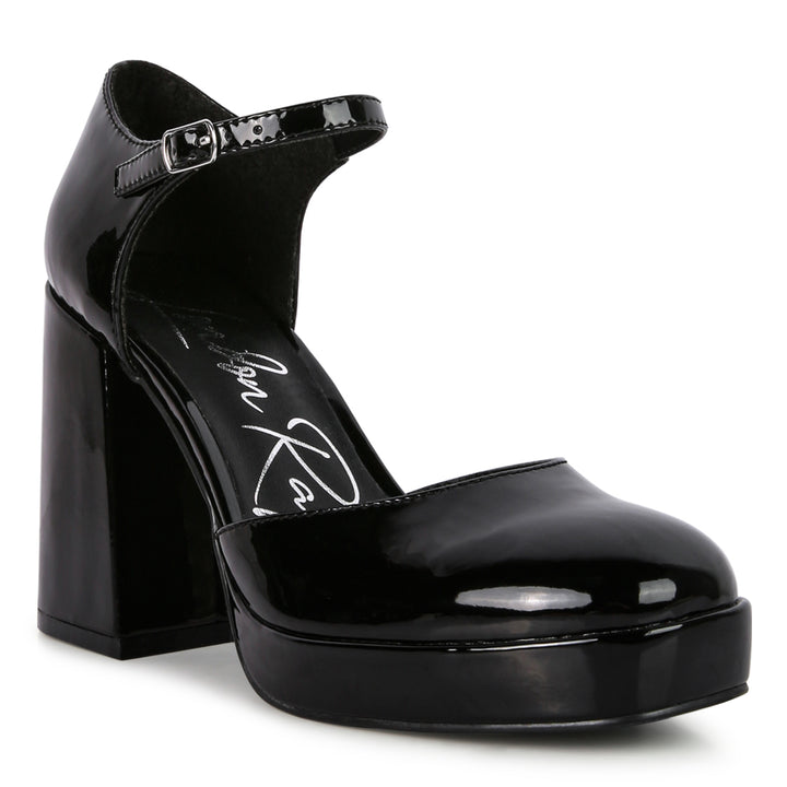 Black High Heeled Mary Jane Sandals