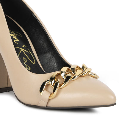 high block heeled pump heels#color_beige