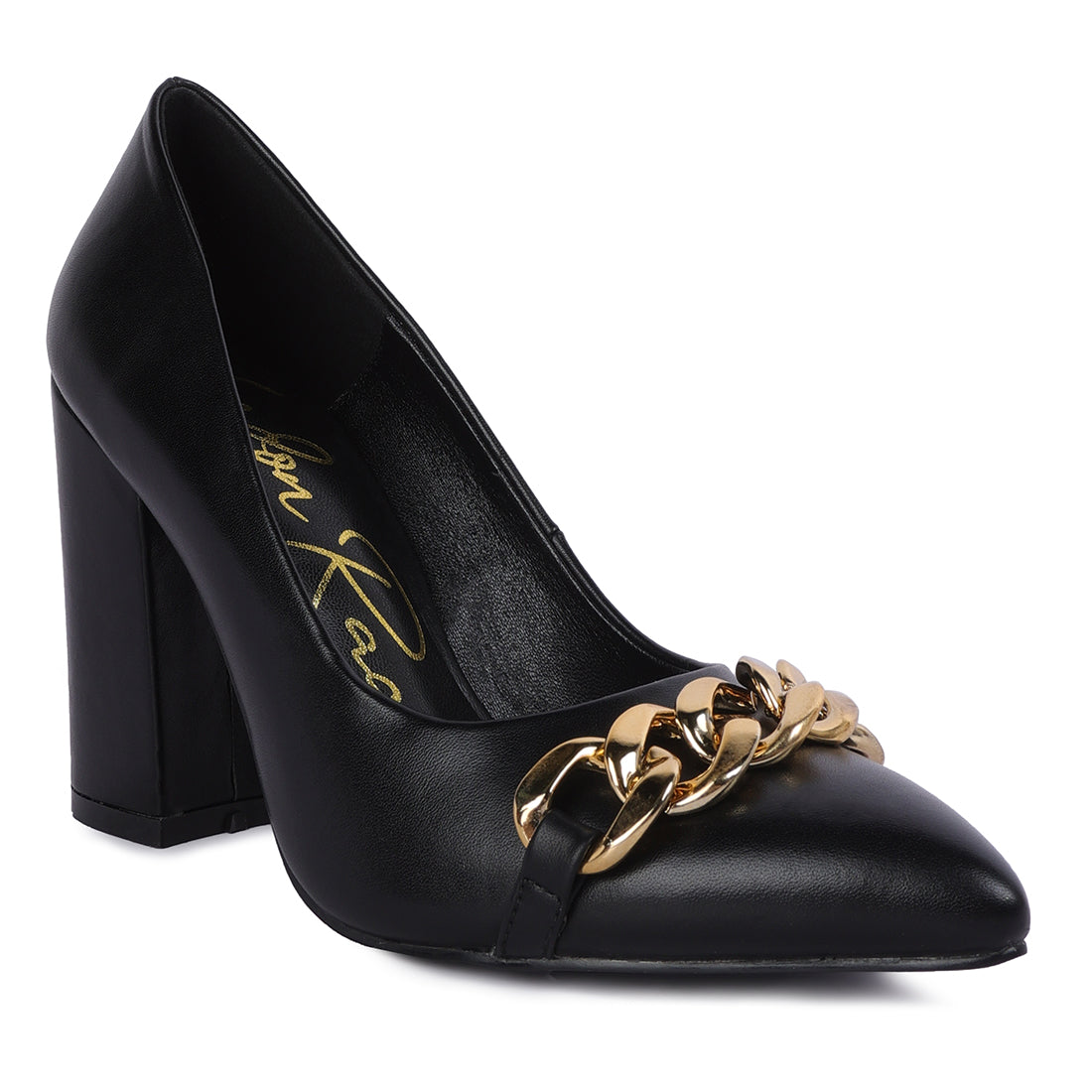 high block heeled pump heels#color_black