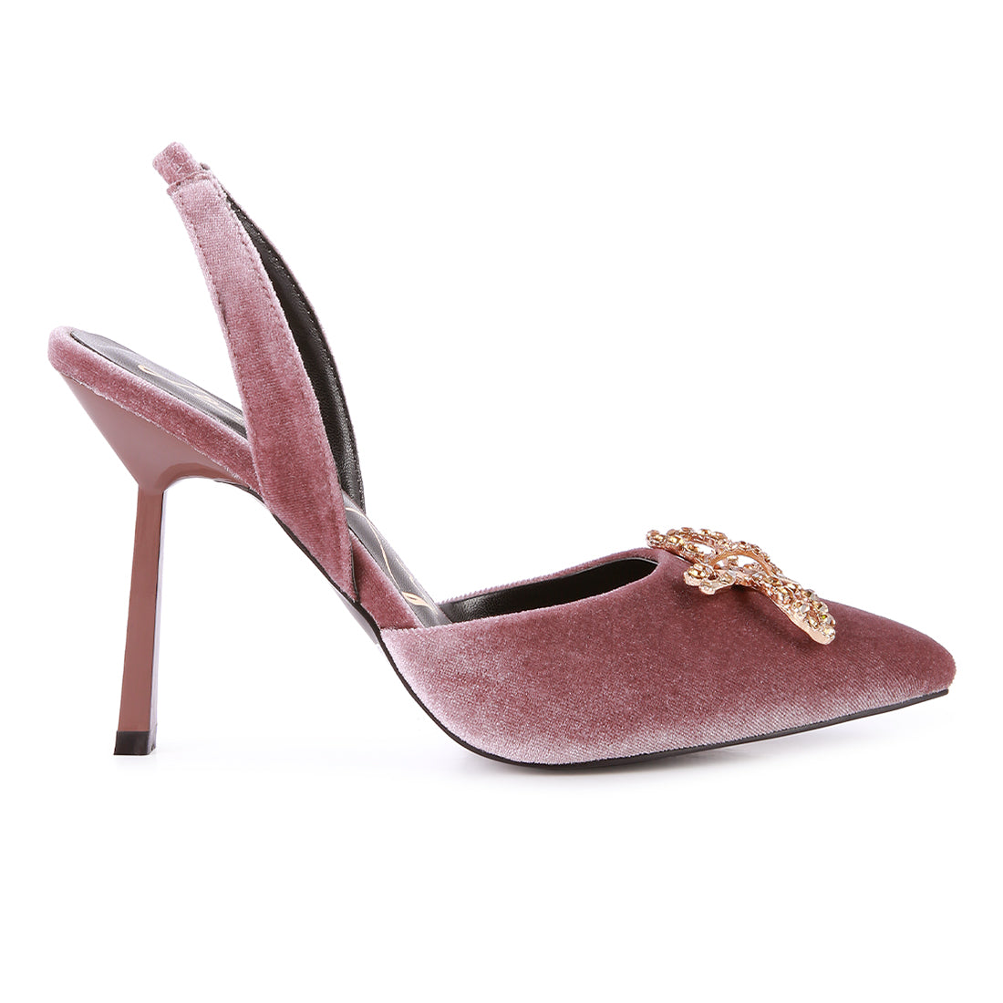 velvet diamante detail heeled slingback mules#color_lilac
