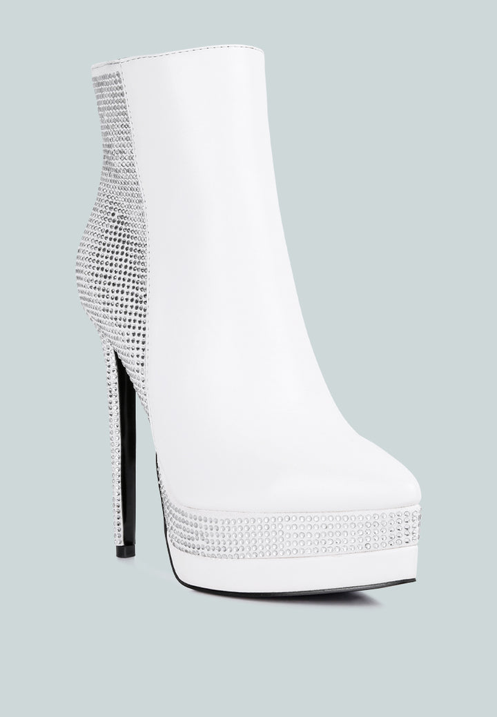 women diamante set high heeled ankle boot#color_white