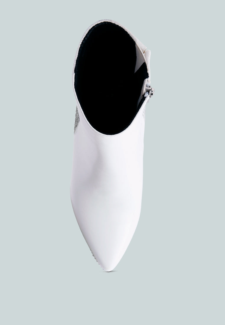 women diamante set high heeled ankle boot#color_white