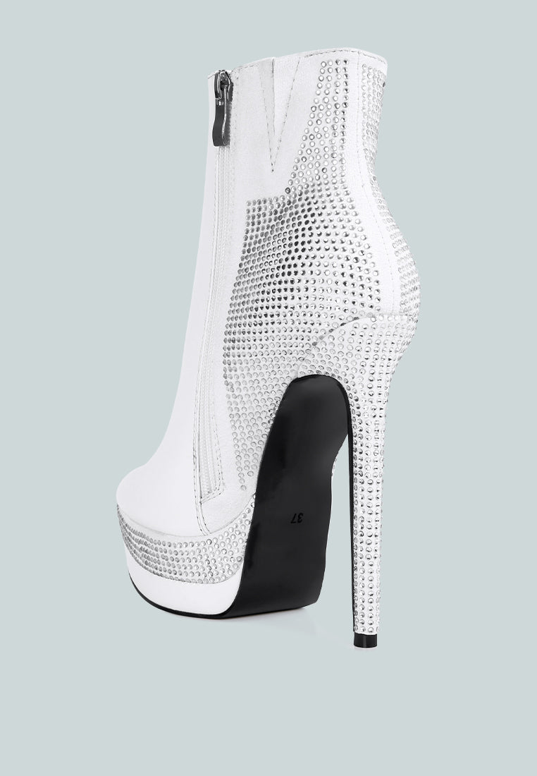 women diamante set high heeled ankle boot#color_white