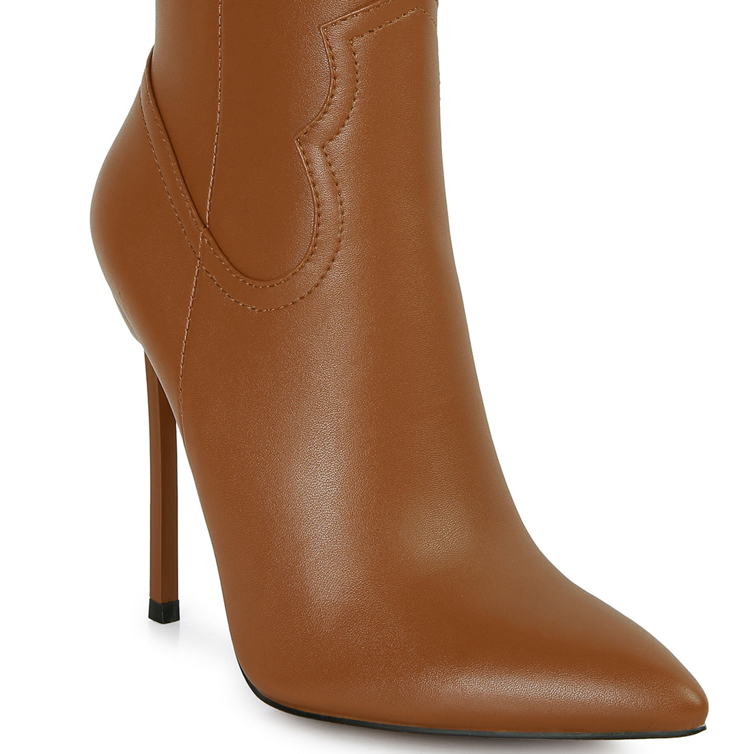 high heel ankle boot#color_tan