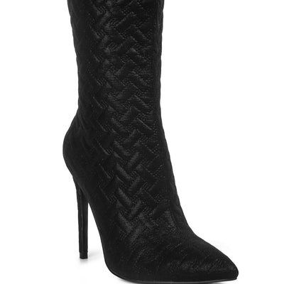 quilted high heeled calf boots#color_black