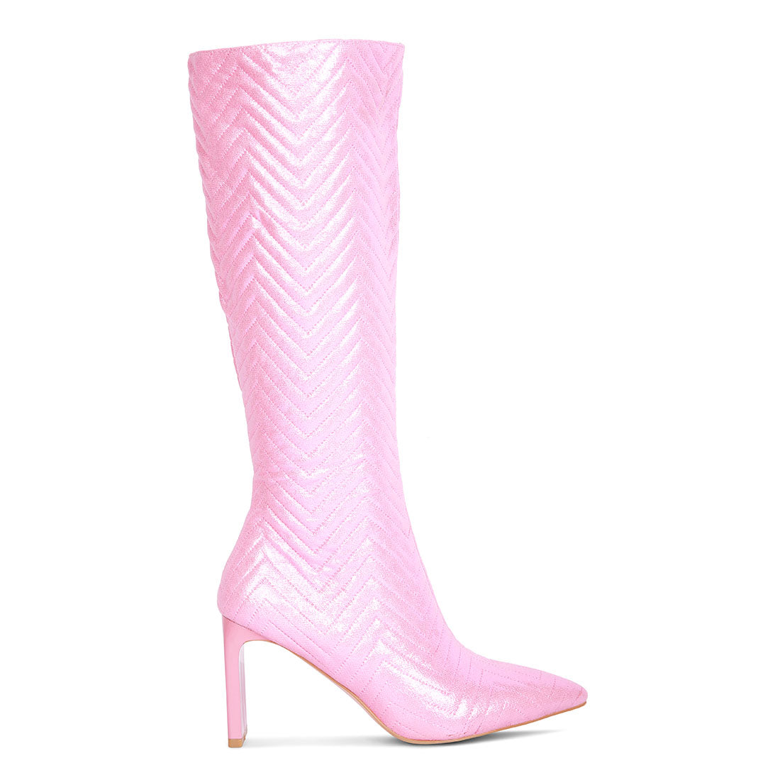quilted italian high block heeled calf boots#color_pink