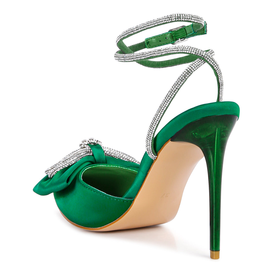 high heeled jewel mule sandals#color_green
