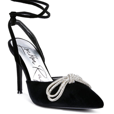 big treat high heeled jewel velvet mules#color_black