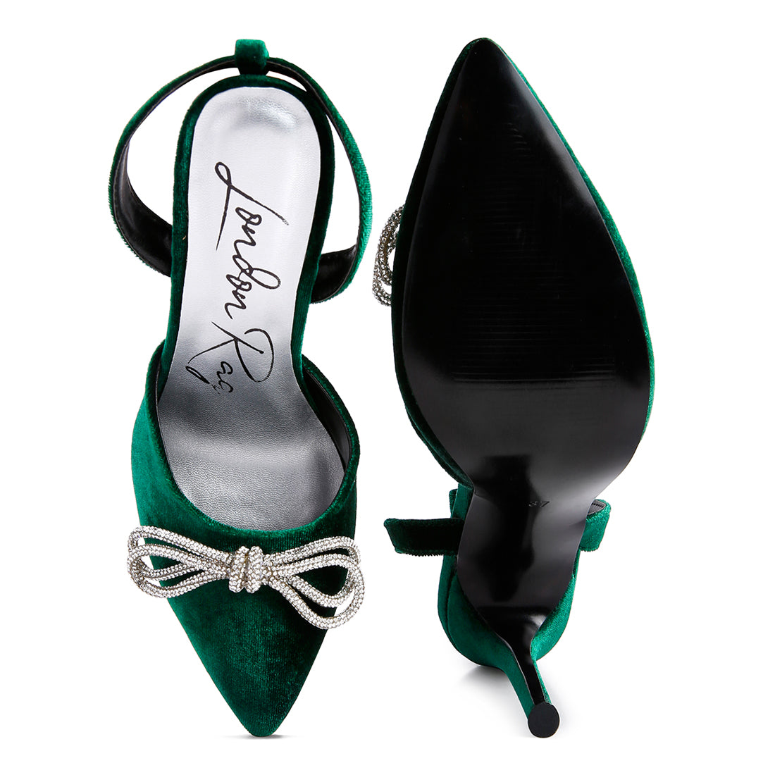 big treat high heeled jewel velvet mules#color_green