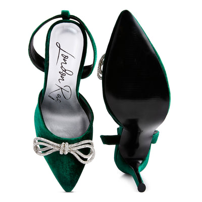 big treat high heeled jewel velvet mules#color_green