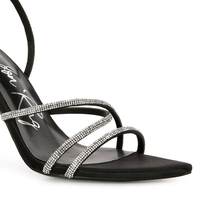 diamante strap high heeled stiletto sandals#color_black