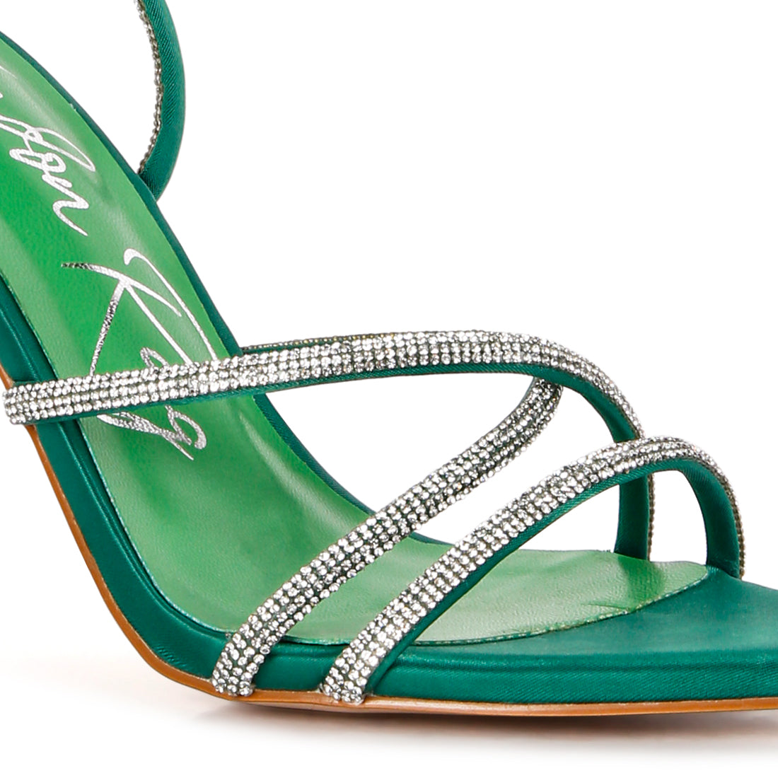 diamante strap high heeled stiletto sandals#color_green