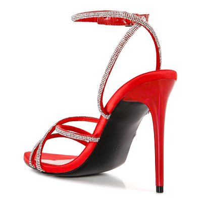 diamante strap high heeled stiletto sandals#color_red