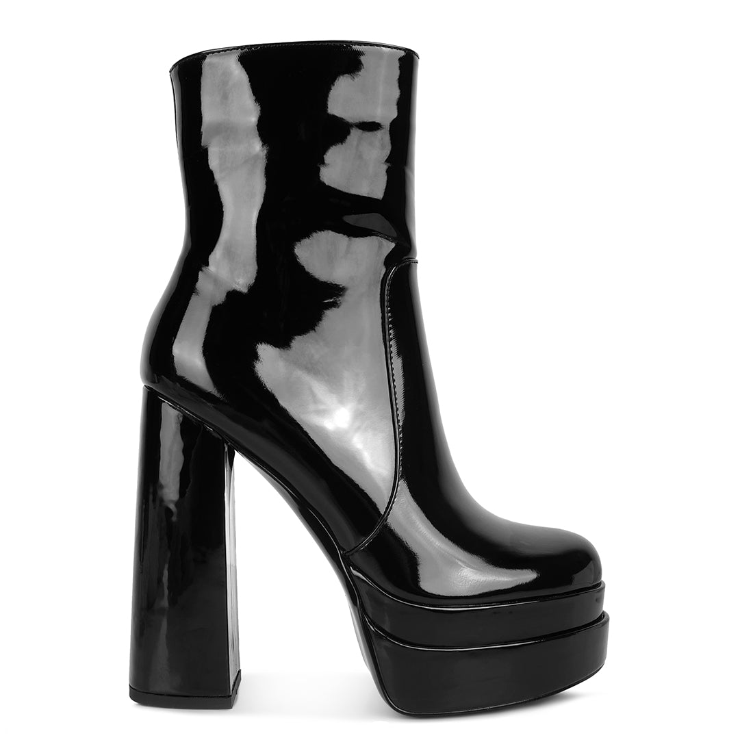 high heel platform ankle boots#color_black